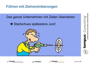 Führen mit Zielvereinbarungen

Das ganze Unternehmen mit Zielen überziehen

   Startschuss spätestens Juni!
 