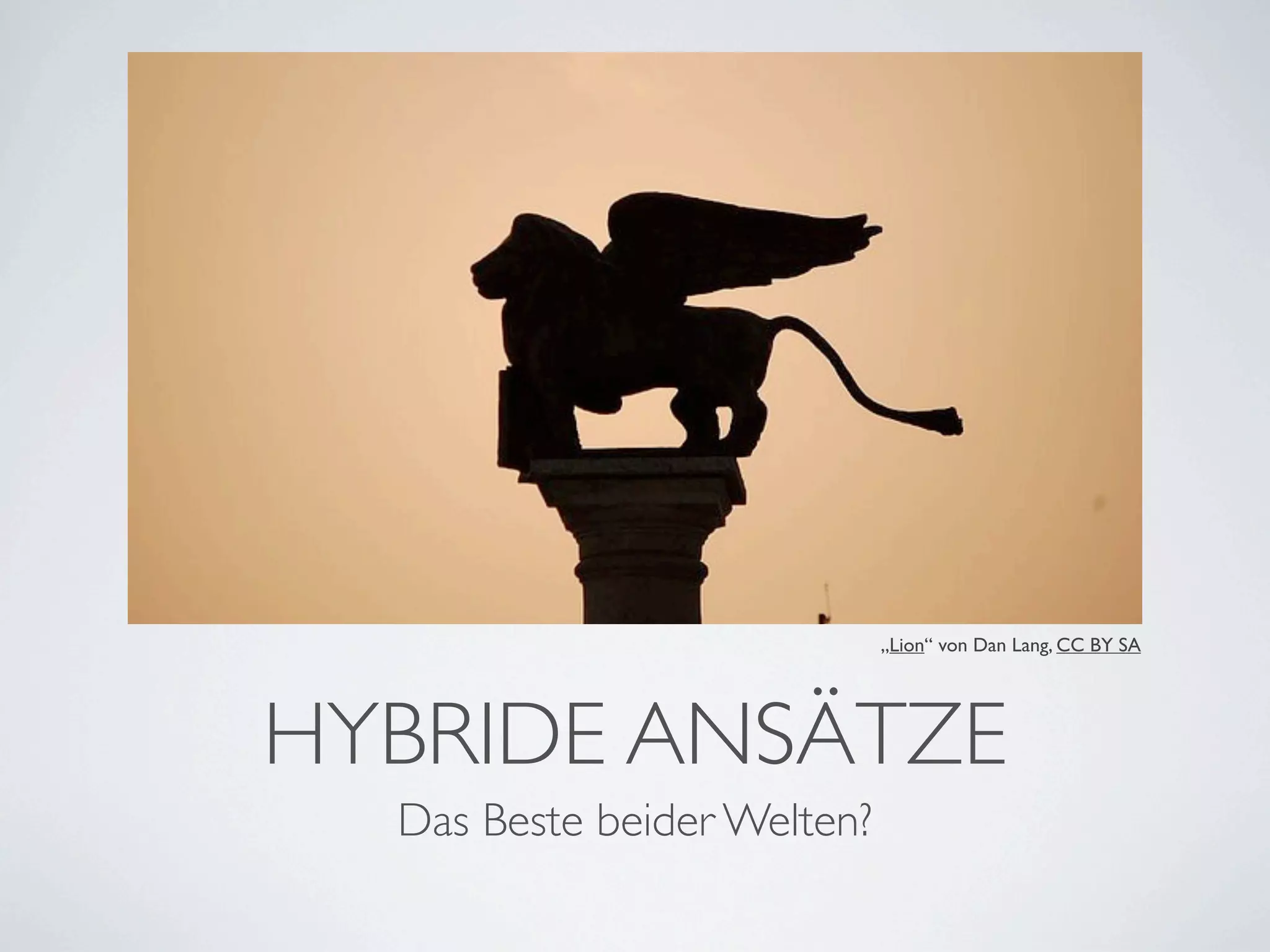 „Lion“ von Dan Lang, CC BY SA




HYBRIDE ANSÄTZE
  Das Beste beider Welten?
 