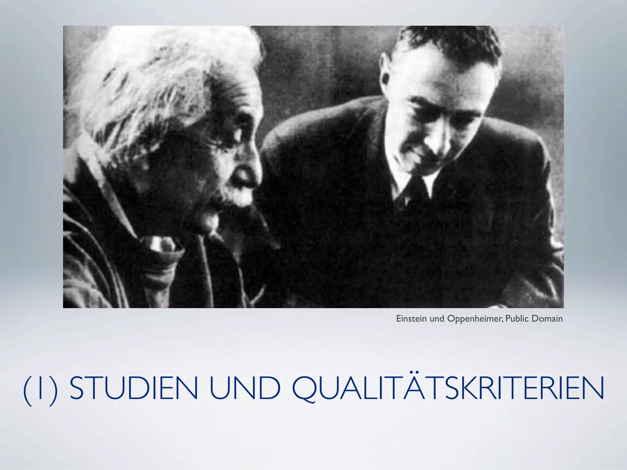 Einstein und Oppenheimer, Public Domain




(1) STUDIEN UND QUALITÄTSKRITERIEN
 
