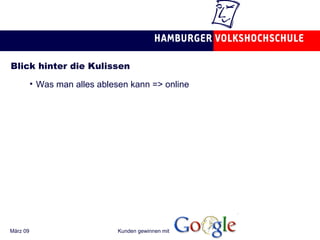 Blick hinter die Kulissen Was man alles ablesen kann => online 