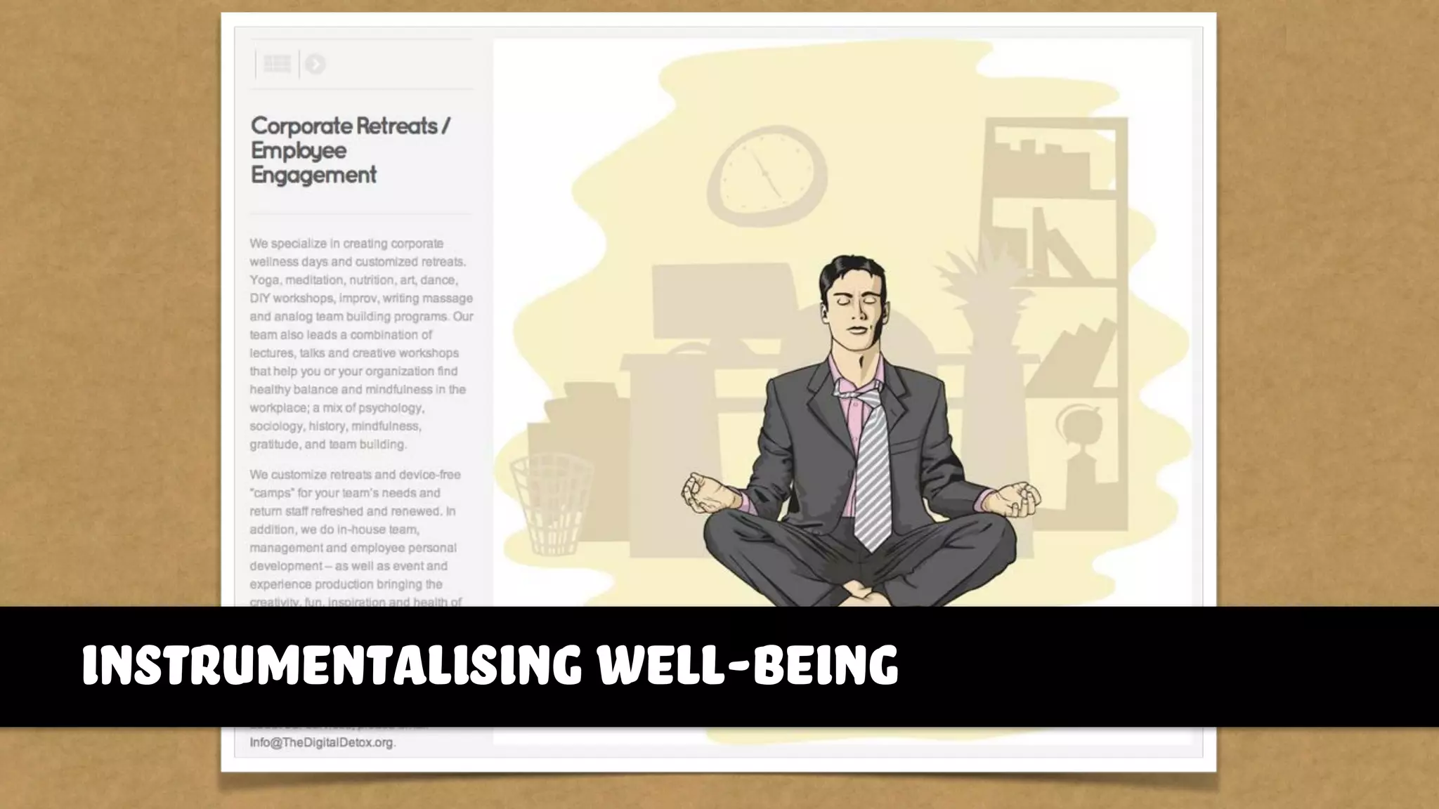 instrumentalising well-being
 
