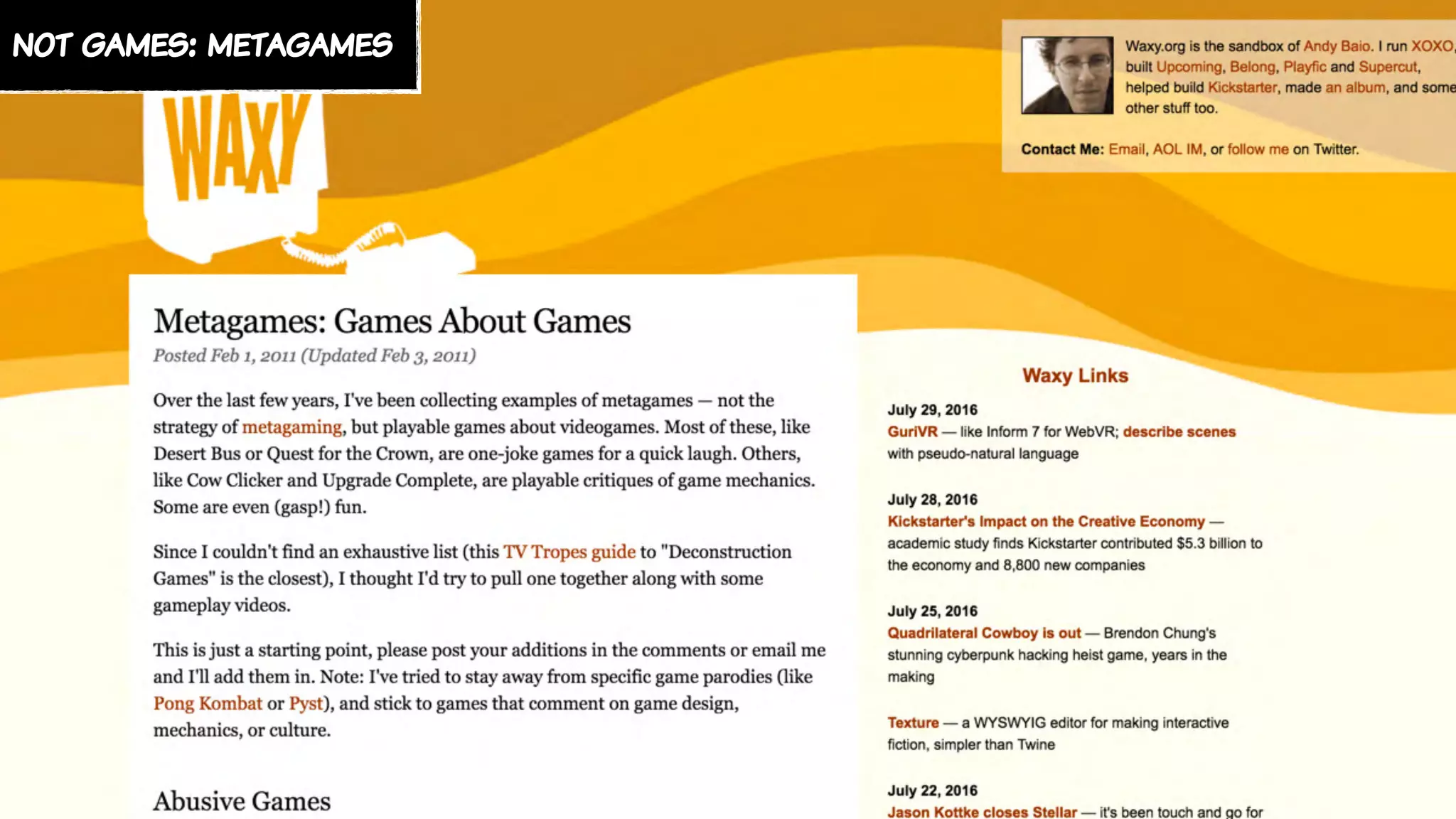 not games: metagames
 
