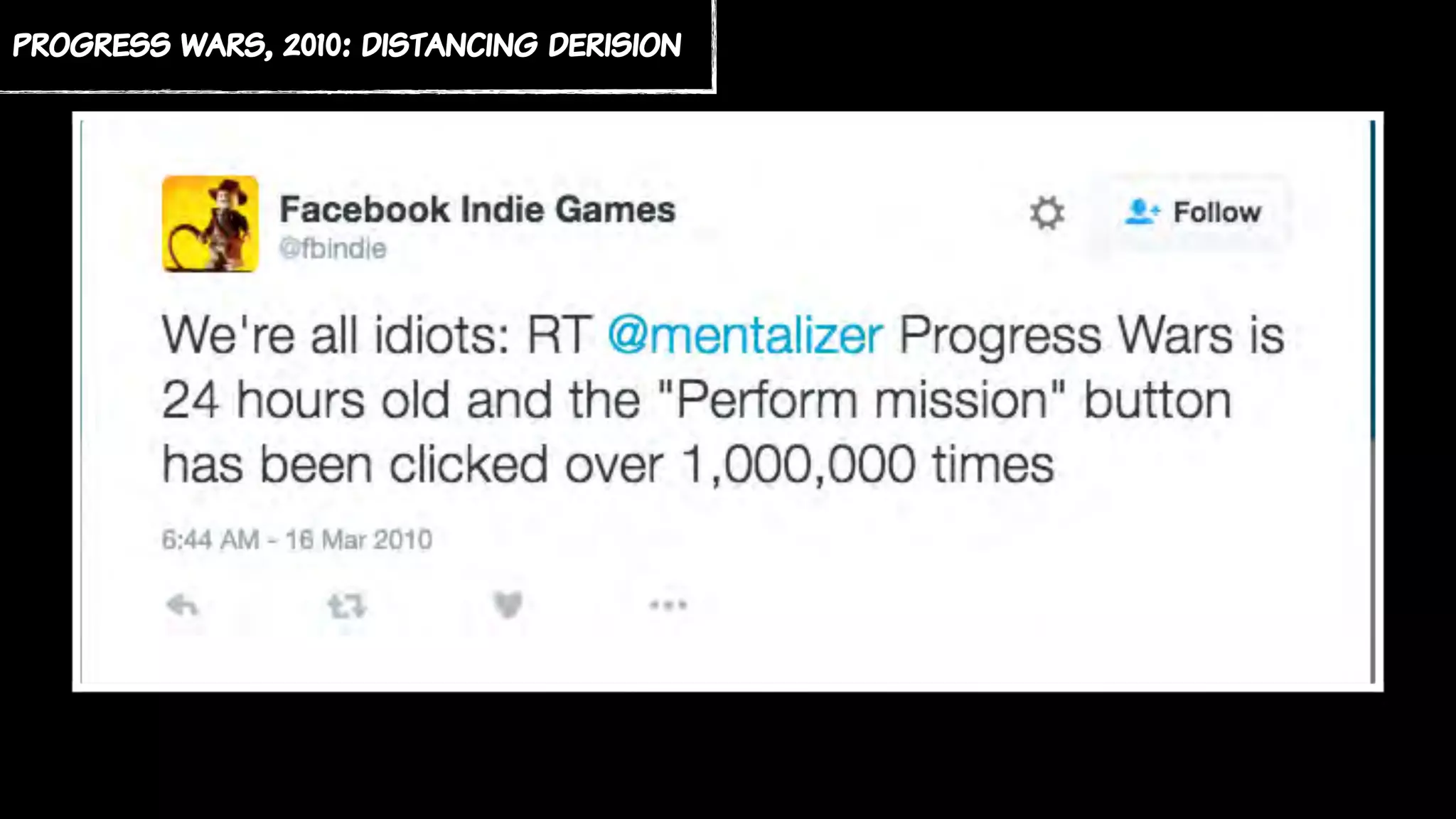 progress wars, 2010: distancing derision
 