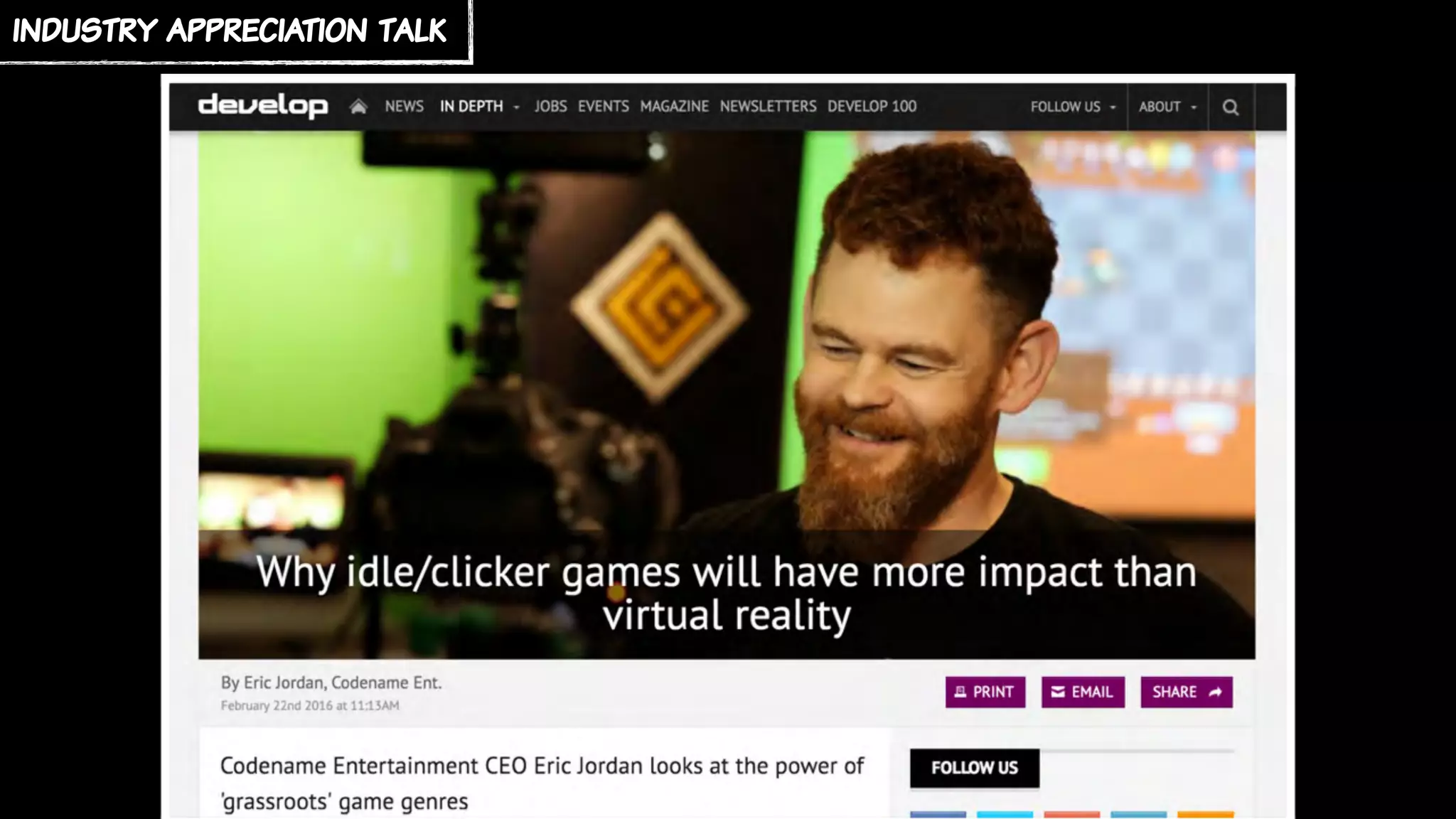 industry appreciation talk
 