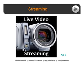 Streaming Sitefilm Seminare  |  Alexander Tichatschek  |  http://sitefilm.de  |  [email_address] GO 4 