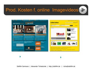 Prod. Kosten f. online  Imagevideos Sitefilm Seminare  |  Alexander Tichatschek  |  http://sitefilm.de  |  [email_address] 4 4 