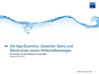 1 Die App-Economy: Zwischen Glanz und Elend eines neuen Wirtschaftszweiges Ein Vortrag von Kai Pohlmann für den BDU Hamburg, 08 Juni  2010 
