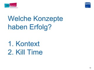 Welche Konzepte haben Erfolg?1. Kontext2. Kill Time72