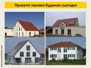 Приватні пасивні будинки сьогодні www.pro-passivhaus.com 