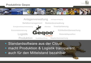 Produktlinie Geqoo




                       by ubigrate




 Standardsoftware aus der Cloud
 macht Produktion & Logist...