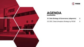 AGENDA
01. Data Strategy & Governance (allgemein) 2
DDC: Data & Analytics Strategy by FIEGE
02. 8
 
