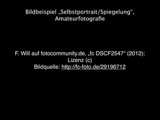 Bildbeispiel „Selbstportrait/Spiegelung“,
               Amateurfotograﬁe




F. Will auf fotocommunity.de, „fc DSCF2547“ ...