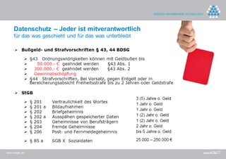 Datenschutz – Jeder ist mitverantwortlich
     für das was geschieht und für das was unterbleibt




www.dreger.de
 