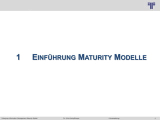 3
© PROJECT CONSULT Unternehmensberatung Dr. Ulrich Kampffmeyer GmbH 2011 / Autorenrecht: <Vorname Nachname> Mai-15 / Quelle: PROJECT CONSULT 3
Enterprise Information Management Maturity Modell >Veranstaltung<Dr. Ulrich Kampffmeyer
1 EINFÜHRUNG MATURITY MODELLE
 