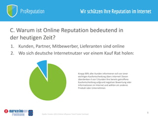 1. Kunden, Partner, Mitbewerber, Lieferanten sind online
2. Wo sich deutsche Internetnutzer vor einem Kauf Rat holen:
6
C....