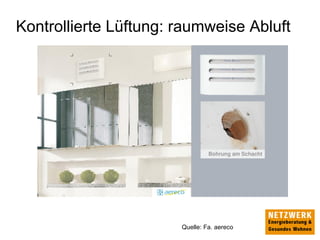 Kontrollierte Lüftung: raumweise Abluft
Quelle: Fa. aereco
 