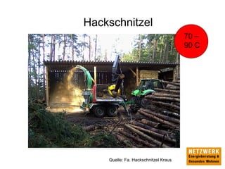 Hackschnitzel
Quelle: Fa. Hackschnitzel Kraus
70 –
90 C
 