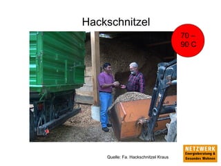 Hackschnitzel
Quelle: Fa. Hackschnitzel Kraus
70 –
90 C
 