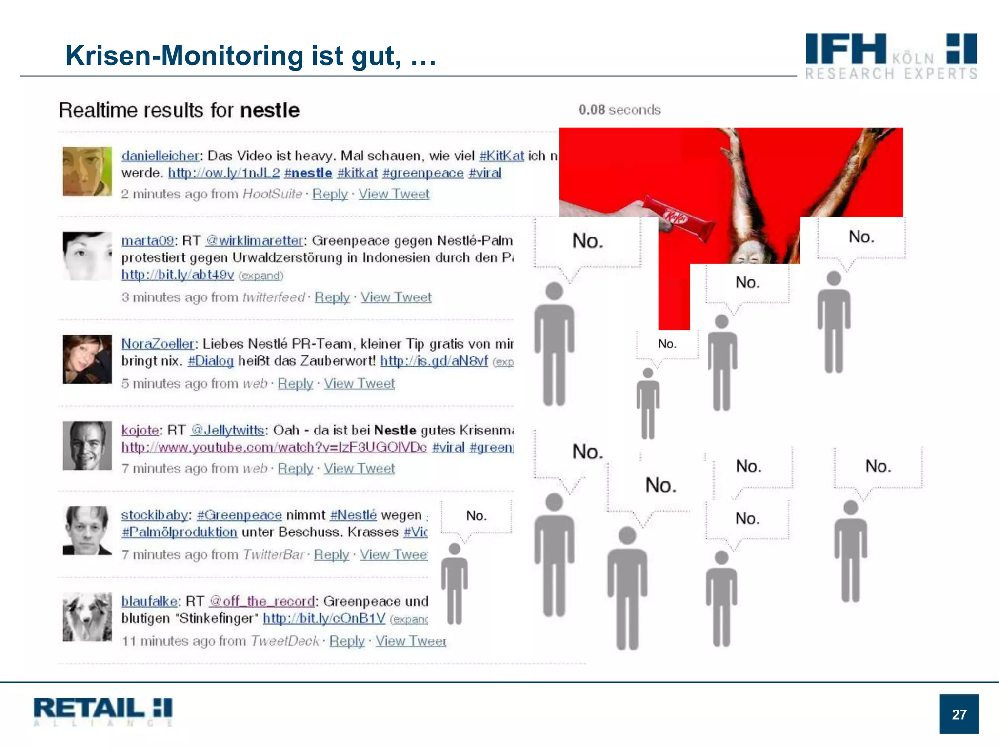 Wenn über Marken diskutiert wird, dann wird verglichenShare of Common Voice SoVBeispiel:In 18 Prozent der identifiziertenKommentareüber Persil wirdauchüber Ariel gesprochen. ARIELDENK MITSPEECORALTANDILPERWOLLSUNILTERRAFORMILGUT & GÜNSTIG28,8%7,7%7,1%6,7%6,6%4,5%3,3%3,3%1,9%1,2%18,0%2,1%5,0%3,2%2,0%2,2%1,1%1,3%0,2%0,3%Finding: In  35.3 Prozent der identifiziertenKommentareüber Persil wurdeauchüberandereMarkengesprochen.Basis: n= 699, snippets in which Persil was discussed.  