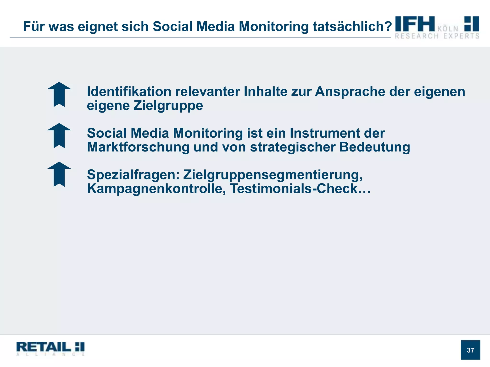 Für was eignet sich Social Media Monitoring tatsächlich?Identifikation relevanter Inhalte zur Ansprache der eigenen eigene Zielgruppe