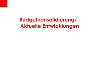 Budgetkonsolidierung/  Aktuelle Entwicklungen 