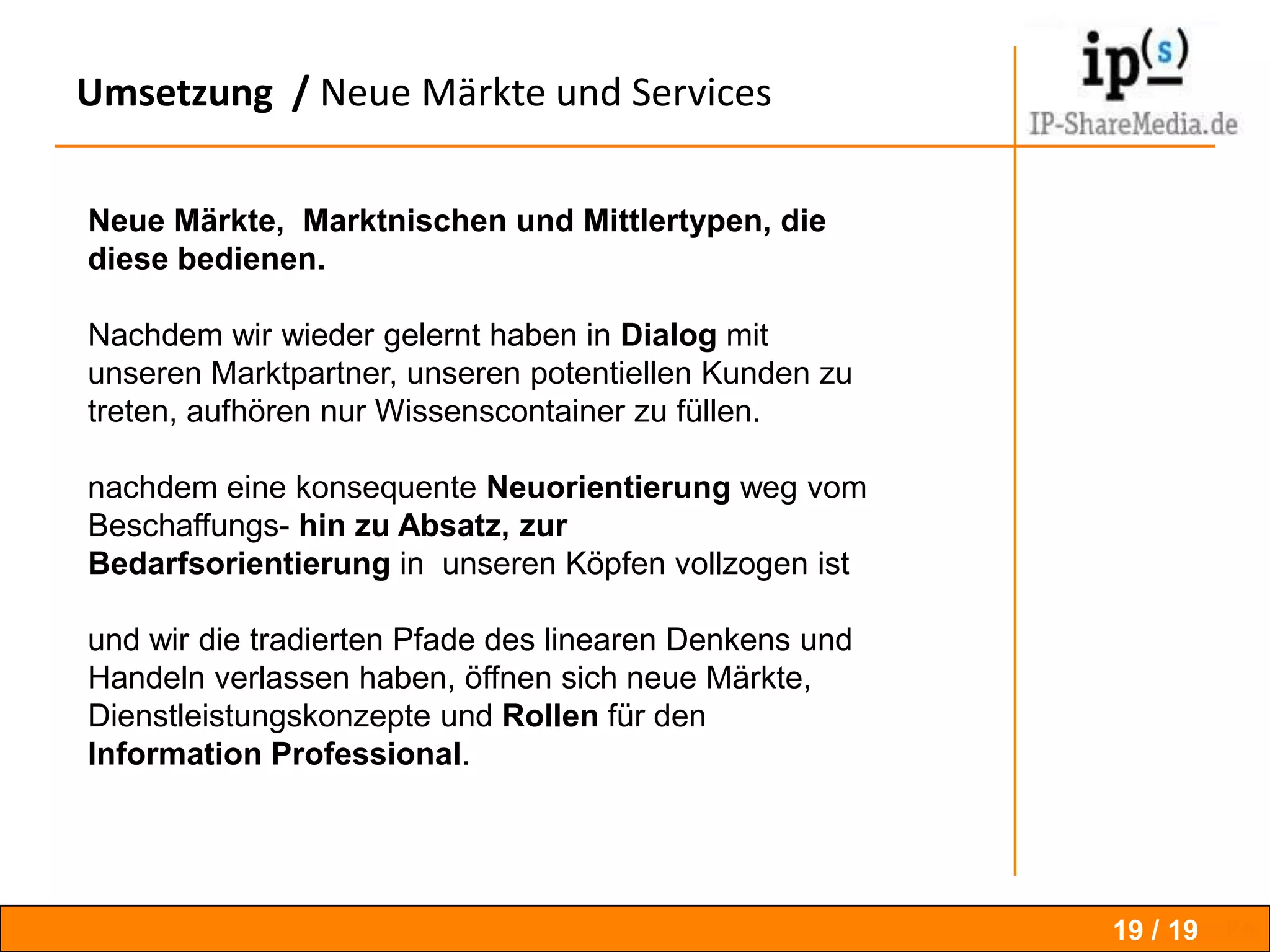 METHODE/ KompetenzvernetzungVerteiltes „On / Offline“Netzwerk Ziele : Teilhabe, Gemeinsinn für Teamarbeit + Wissenmanagement3ZGF-AfrikabüroSpitzmaulnashornAkteursgruppen fördern / bilden nach Themen, Leistungen Ziel : Vernetzung viaTeamarbeitsplattform2AlpenSEMPDialoge von und zwischen den Akteuren initiieren.Ziel : Sensibilisierung zuTeamarbeit + WissensGärten1DGI Praxistage Karlsruhe 08.04.2011  - Georg von Nessler   IP-ShareMedia.de 16 / 25