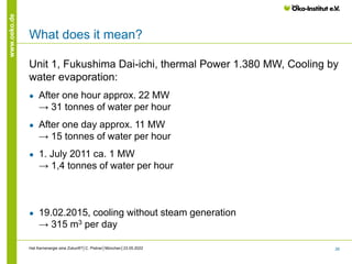 27
www.oeko.de
Tsunami: Total Station Blackout
Source: TEPCO/MEXT
Hat Kernenergie eine Zukunft?│C. Pistner│München│23.05.2...