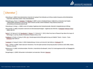 Prof. Dr. Bardo Herzig I Education Innovation Circle 2013 I Berlin I 23 I
Literatur
 
