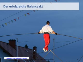 Der erfolgreiche Balanceakt




  Bildquelle: CC BY-NC 2.0 ulmos.net | flickr.com
                                                    © Dr. Kerstin Hoffmann, September 2012   16
 