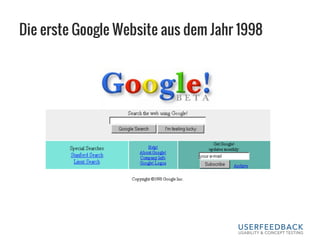 Die erste Google Website aus dem Jahr 1998
 