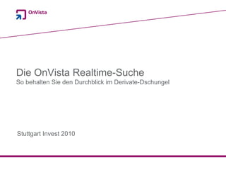 Köln, März 2009 Die OnVista Realtime-Suche So behalten Sie den Durchblick im Derivate-Dschungel  Stuttgart Invest 2010  