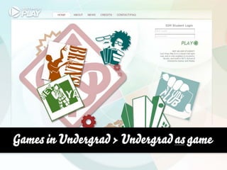 Games in Undergrad > Undergrad as game
 