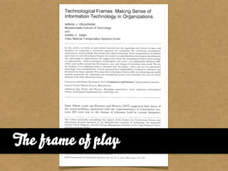 The frame of play
 