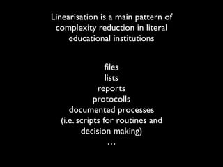 Linearisation is a main pattern of
 complexity reduction in literal
     educational institutions


                 ﬁles
...