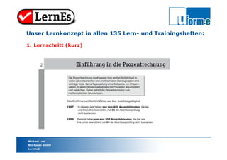 Michael Loef
Bfz-Essen GmbH
LernEs®
Unser Lernkonzept in allen 135 Lern- und Trainingsheften:
1. Lernschritt (kurz)
 