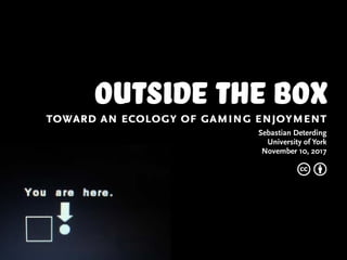 outside the boxtoward an ecology of gaming enjoyment
Sebastian Deterding
University of York
November 10, 2017
c b
 