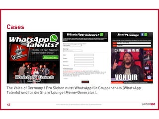 The Voice of Germany / Pro Sieben nutzt WhatsApp für Gruppenchats (WhatsApp
Talents) und für die Share Lounge (Meme-Genera...