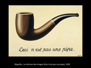 Magri<e,	
  	
  La	
  trahison	
  des	
  images	
  (Ceci	
  n'est	
  pas	
  une	
  pipe),	
  1929
 