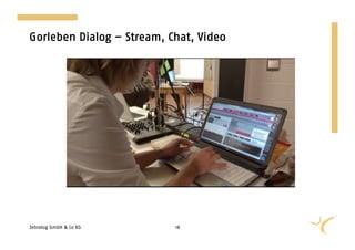 Gorleben Dialog – Stream, Chat, Video




Zebralog GmbH & Co KG      18
 