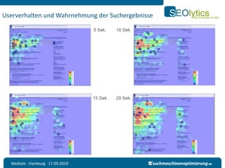Userverhalten und Wahrnehmung der Suchergebnisse




  Mediale - Hamburg 17.09.2010
 