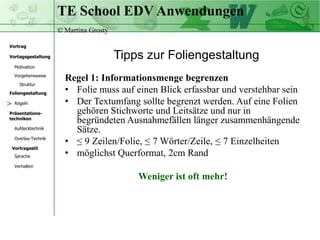 Strukturierungsmöglichkeiten für einen Vortrag