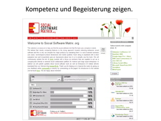 Kompetenz und Begeisterung zeigen.
 