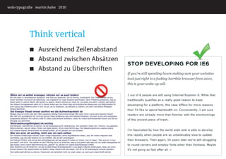 web-typografie martin hahn 2010




           Think vertical
            Ausreichend Zeilenabstand
            Abstand zwischen Absätzen
            Abstand zu Überschriften
 