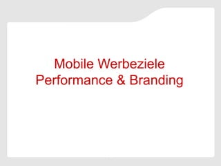 Mobile Werbeziele
Performance & Branding
 