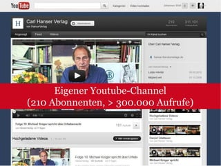 Eigener Youtube-Channel
(210 Abonnenten, > 300.000 Aufrufe)
 