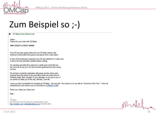 OMCap 2011 - Online Marketing Konferenz Berlin




     Zum Beispiel so ;-)




13.10.2011                                                    28
 