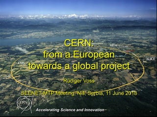 CERN:
from a European
towards a global project
Rüdiger Voss
SEENET-MTP Meeting, Niš, Serbia, 11 June 2018
Accelerating Science and Innovation
 