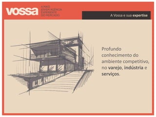A Vossa e sua expertise




Profundo
conhecimento do
ambiente competitivo,
no varejo, indústria e
serviços.
 