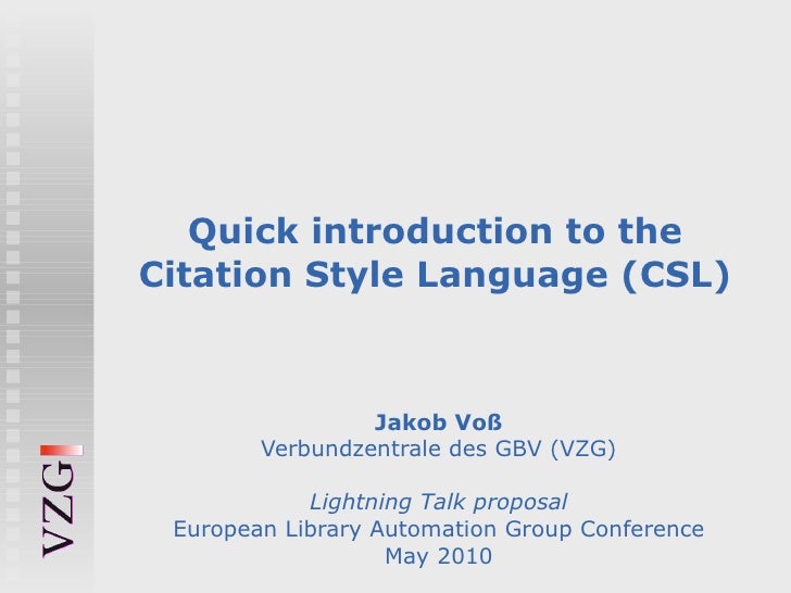 Quick introduction to the Citation Style Language (CSL)