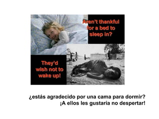¿estás agradecido por una cama para dormir?
¡A ellos les gustaría no despertar!
 